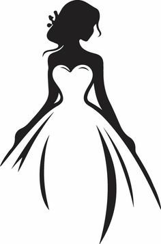 the silhouette of a woman in a wedding dress