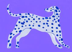 a painting of a dalmatian dog on a purple background