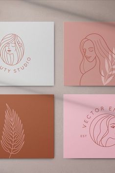 four business cards with the words beauty studio on them