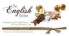 an advertisement for the english kitchen with apples and cinnamons on it's side