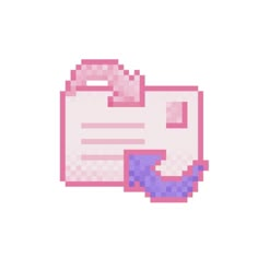 a pixelated image of a paper with a pink ribbon on it's end