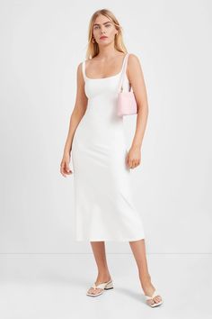 Off White Square Neck Tank Dress - Crawford Dress | Marcella Elegant Fitted Slip Dress With Square Neck, Elegant Midi Dress With Adjustable Straps And Square Neck, Chic Square Neck Slip Dress For Date Night, Evening Dress With Adjustable Straps And Square Neck, Sleek Fitted Midi Dress With Square Neck, Square Neck Evening Dress With Adjustable Straps, Sleek Fitted Square Neck Midi Dress, Sleek Square Neck Fitted Midi Dress, Elegant Fitted Midi Dress With Adjustable Straps