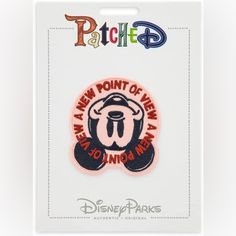 the new point of view logo is shown on a white card with disney parks stickers