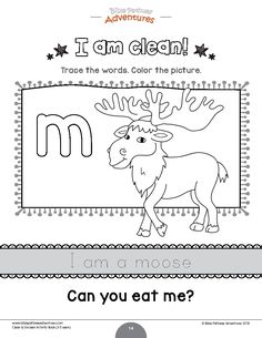 the letter m is for moose coloring page