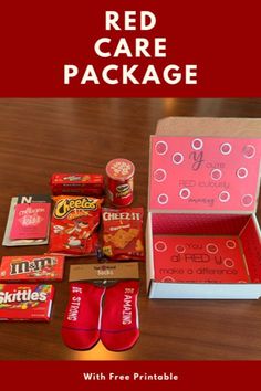 red care package with free printables