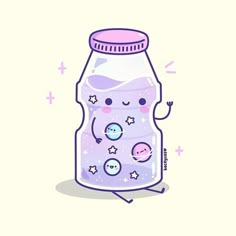 an illustration of a glass jar filled with space and stars on the inside, as if it