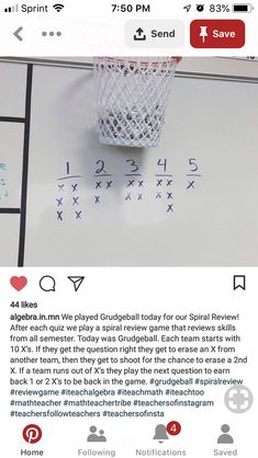 the screen shot shows an image of a basketball net with numbers on it and arrows pointing up