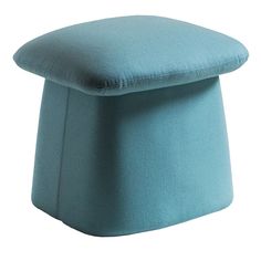 a blue stool with a cushion on it