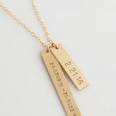 Coordinates Necklace, Personalized Bar Necklace, Latitude And Longitude, Tech Jewelry, Diamond Bar Necklace, Vertical Bar Necklace, Diamond Initial Necklace, Bar Necklace Personalized, Vertical Bar