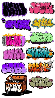 various graffiti font and numbers are shown in this graphic file, as well as an image of