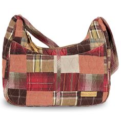 PRICES MAY VARY. COUNTRY AMERICANA PATCHWORK: Wyatt is our timeless palette of crimson, khaki, and espresso brown quilted cotton fabrics in solids and rustic plaids in a traditional American patchwork layout. SIZED JUST RIGHT: Not too big and not too small, the Blakely quilted purse measures 11" wide, 9.5” high at the sides (7" in the middle), and 4" deep. It’s the perfect size hobo-style pocketbook to carry everything you need, and the secure top zipper closure keeps your belongings safe inside Funky Purses, Fabric Purses, Quilted Purses, Americana Fashion, Trendy Handbags, Espresso Brown, Hobo Shoulder Bag, Lightweight Quilt, Hobo Style