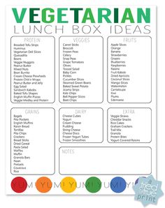 the vegetarian lunch box ideas printable