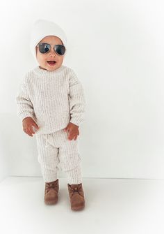 A sweet and classic go-to outfit for the Fall and Winter season. Hand-Knit Sweater Set in a Speckled Cream Cotton/Spandex Blend. Runs True to Size. Order a size up for an oversized look. White Knit Baby Sweater, Casual Knit Sweater In Neutral Color, Casual Neutral Knit Sweater, White Soft Knit Cozy Fit Sweater, Casual Soft Knit Winter White Sweater, Cozy Ribbed Neutral Sweater, Cozy White Ribbed Sweater, Casual Winter White Soft Knit Sweater, Casual Neutral Sweater For Winter