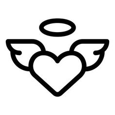 an angel's heart with two wings and a halo above it on a white background