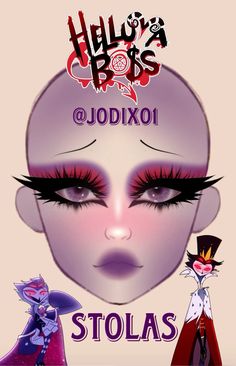 #helluvaboss #hazbinhotel #helluvabossstolas #makeup #facechart #makeuplook Fizzarolli Makeup, Helluva Boss Makeup, Stolas Makeup, Hazbin Hotel Makeup, Monster High Characters Makeup, Succubus Eyeliner, Makeup Inspired By Demon Slayer, Succubus Eye Makeup, Helluva Boss Stolas