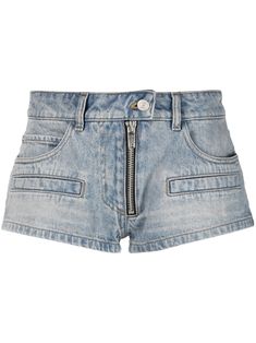 light blue cotton washed denim belt loops front button and zip fastening two diagonal pockets to the sides two front welt pockets Mini Short Jeans, Slippers Outfit, Vest Denim, Denim Short Shorts, Shorts With Belt, Micro Shorts, Earthy Outfits, Denim Belt, Outfit Collage