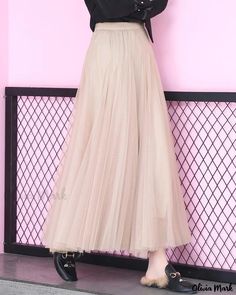 Olivia Mark - Elegante Falda Plisada de Malla: Sofisticada falda de talle alto y línea A con superposición de transparencias Grace Kelly Style, Bodycon Pencil Skirt, Long Skirt Fashion, Skirt Elegant, Polyester Skirt, A Line Maxi Dress, Sheer Overlay, Half Skirt, Sophisticated Dress