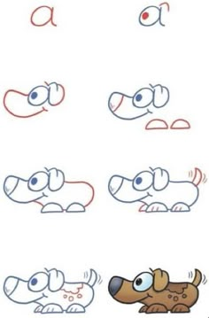 how to draw cartoon dogs step by step with pictures for kids and beginner drawing