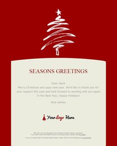 a red and white christmas card with the words season's greetings