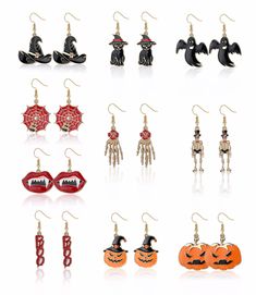 halloween earrings are shown in different styles and colors