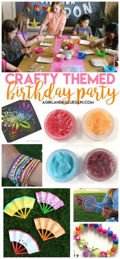 the birthday party is filled with crafts and activities for kids to make, paint, and decorate