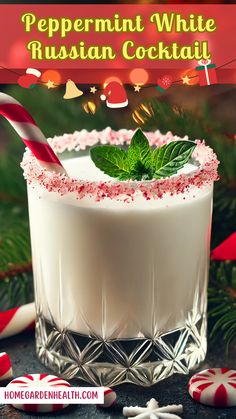 Get into the Christmas holiday spirit with this Peppermint White Russian! A creamy twist with a hint of mint, this cocktail is perfect for Christmas cocktail celebrations. Click for the recipe and add a festive touch to your holiday drinks! #PeppermintCocktail #WhiteRussian #HolidayDrinks #ChristmasCocktails #FestiveSips Christmas Themed Alcoholic Drinks, Peppermint White Russian, Peppermint Cocktail, Peppermint Vodka, Dark Chocolate Desserts, White Russian Cocktail, Christmas Party Drinks, Cocktail Christmas, Holiday Beverages