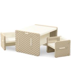 three pieces of furniture made out of cardboard