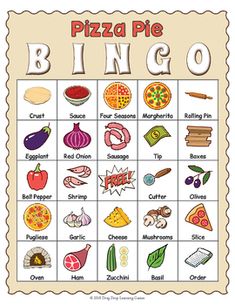 a printable pizza pie bingo game