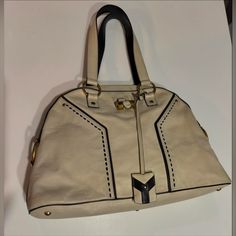 Authentic. Signs Of Use. Gold Hardware. With Lock And Key. Large Size. Spacious. Good Condition. Pls See Pics For Measurements And Detail. With Certificate Of Authenticity Ysl Muse, Bags Ysl, Saint Laurent Bags, Yves Saint Laurent Bags, Lock And Key, Certificate Of Authenticity, Cream And Gold, Vintage Signs, Gold Hardware