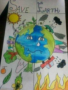 Save Energy Poster, Save Earth Posters, Earth Activities, Primary School Art, Student Crafts, Save Mother Earth