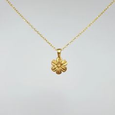 ◊◊ A unique solid 14Κ gold Flower charm pendant, both beautiful and minimal.  Inspired by Archaic depictions of flowers. Nature in its best. A symbol of various virtues, such as love, faith, and hope, as well as significant events in one's life. A beautiful and special gift to yourself and your loved ones! Perfect for layering and everyday wear!  Be different with a dainty piece of art, that will stay in your family for generations to come!   We create exquisite designs, with an emphasis on the Delicate Yellow Gold Flower Necklace, Yellow Gold Sterling Silver Flower Necklace, Yellow Gold Flower Necklace With Charm Pendant, Yellow Gold Flower Necklace With Flower Charm, Yellow Gold Flower Pendant Necklace With Charm, Gold Flower Necklace For Anniversary, Yellow Gold Flower Charm Necklace For Anniversary, Yellow Gold Plated Flower Necklace, Yellow Gold Flower Necklace For Gift