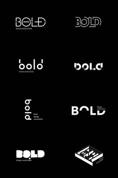 the logos for different brands are shown in black and white, including bold letters that spell out bold words