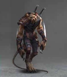 a character from the video game overwatch with two swords in his hand and an animal like head