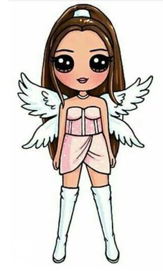 a cartoon girl with angel wings on her body