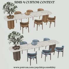 an image of a table and chairs with plants on them for the sims 4 custom content