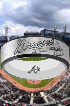 an aerial view of a baseball field with the word braves on it