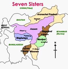 the seven sisters in india map