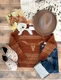 #westernoutfits #westernsweater #longhornsweater #cinnamonsweater Cowgirl Look, Western Style Outfits, Caicos Islands, Turks And Caicos, Turks And Caicos Islands, Western Style, Style Outfits, Trinidad And Tobago, Caribbean Netherlands