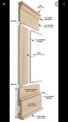 the parts of a cabinet door with measurements