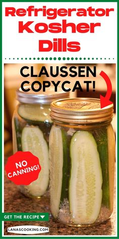 Canning jars filled with dill pickles. Pickled Vegetables Recipe, Pickle Recipes Homemade, Kosher Dill Pickles