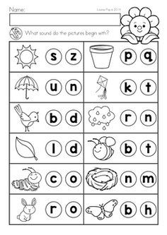 printable worksheet for beginning with letter sounds