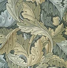 an intricately designed wallpaper with leaves and flowers