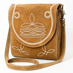 The Talia Bag – Big Bratt Western Crossbody Purse, Western Tote Bags, Concealed Carry Purse, Tooled Leather Purse, Western Purses, Suede Purse, Messenger Purse, Suede Leather Boots, Tan Suede