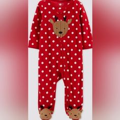 Carter's Just One You Baby Dot Reindeer Fleece Fleece Footed Pajama This Holiday Sleep And Play Has The Cutest White Polka Dots And Reindeer Graphic On The Chest. Keeping Baby Comfy And Cute Is Easy One Busy Winter Days! Footy Pajamas, Winter Days, Kids Pajamas, Winter Day, White Polka Dot, The Cutest, Reindeer, Kids Shop, Polka Dots