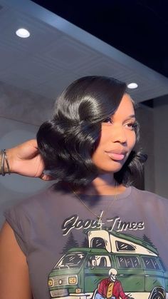 Evan-Nicole Williams on Instagram: "PERFECT HAIR x PERFECT BOB 🔥 @glamaffairhairco @1.love.c 14”14” Luxury Brazilian Body Wave for one of my favorite muses 🖤 this install came out beautifully & the hair was effortless per usual. Obsessed with @glamaffairhairco 🤎 so many textures & so many looks! Use code: GURU25 for $25 off of your next order!! Thank me later 💋 #AtlantaHairstylist #AtlantaHair #NaturalHair #Atlanta #Bundles #HairStylist #ATLhair #NaturalHair #atlponytail #TapeIns #ClipIn Quickweave Long Bob, Quick Weave Bob With Curls, Body Wave Bob Quick Weave, Wave Bob Black Women, Bob Wave Hairstyles, Barbie Bob Hairstyle, Prom Bob Hairstyles, Loose Wave Bob Black Women, Wavy Bob Side Part