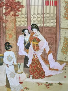 Ancient Chinese Art, Chinese Art Painting, Art Appliqué, Chinese Art Girl, Asian Painting, Eastern Art, Korean Art