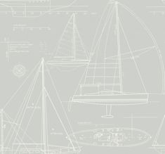 a drawing of a sailboat with blueprints on it