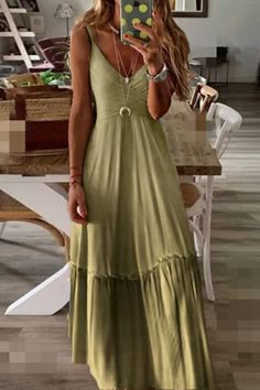 Long Dress Casual Summer, Looks Hippie, Mode Hippie, Mode Zara, Elegante Casual, Suspender Dress, Long Summer Dresses, Mode Inspo, Mode Inspiration