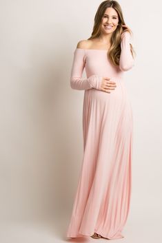 Tall Pink Solid Off Shoulder Maternity Maxi Dress Pink Maternity Maxi Dress, Maternity Evening Gowns, Maternity Evening, Off Shoulder Neckline, Pink Blush Maternity Dress, Pinkblush Maternity, Shower Dress, Infant Photography, Maternity Maxi Dress