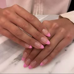 Summer 23 Nail Trends, Swaggy Nails, Pink Tip Nails, Birthday Nail, Hands Design, Unghie Sfumate, Kutek Disney, Smink Inspiration, French Tip Acrylic Nails